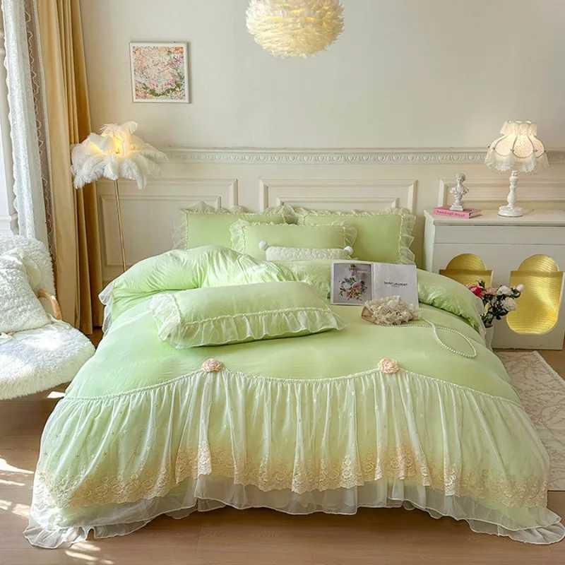 2025 French high-end bed cover washed cotton four-piece set skin-friendly washed cotton fabric delicate to the touchM251118