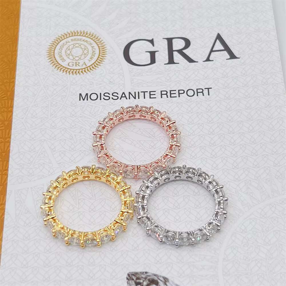 New Styles Pass Dia Tester Sier Stones VVS Moissanite Dimoand Iced Out Eternity Band Ring