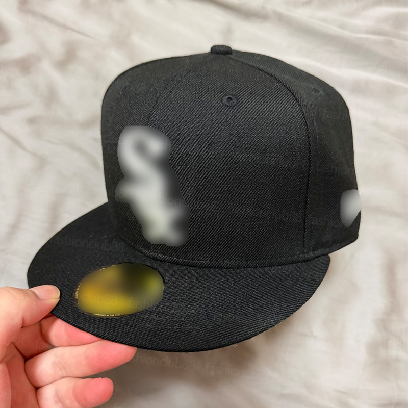 MLB SOX Flat Brim Hat - Non Adjustable Closed Back Baseball Cap Unisex Street Fashion Sun Protection Hat