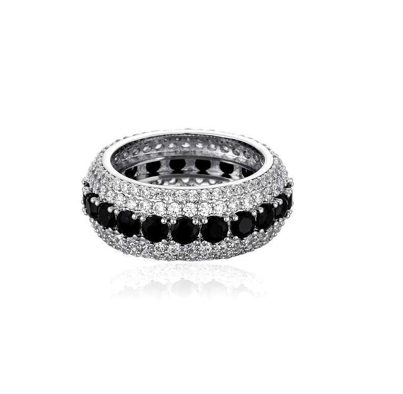 DHCollections HipHop Men's Iced Out Cubic Zirconia Bg Round Ring Golden Siery Color CZ Jewelry Rings Gifts