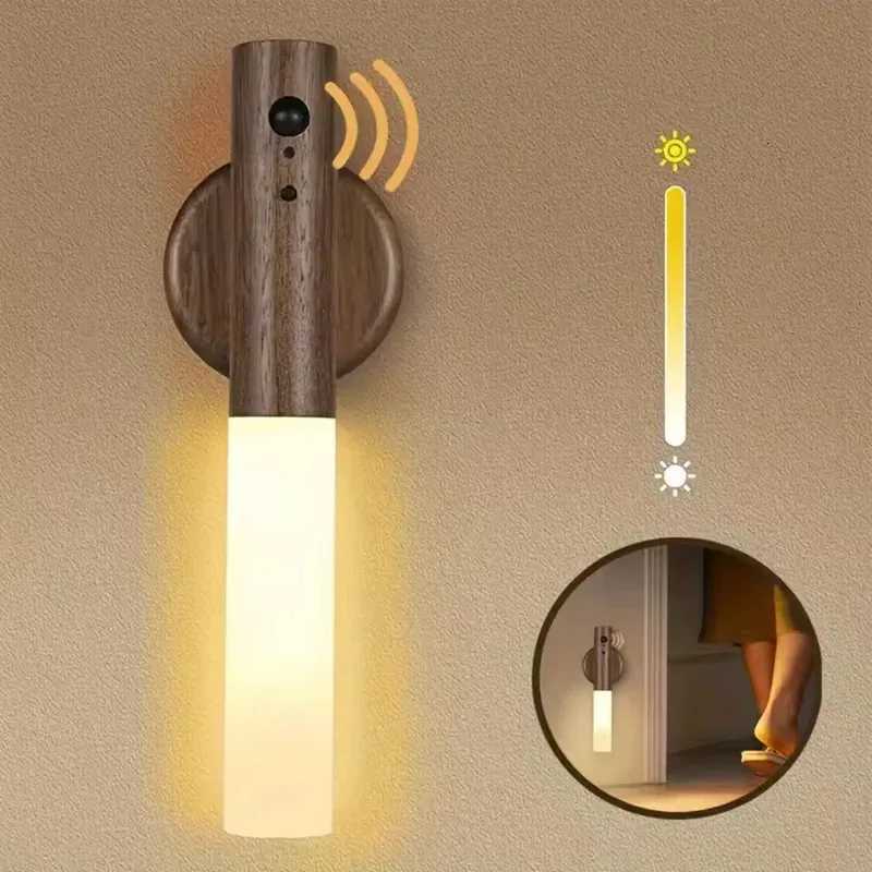 Night light Motion sensor night light Rechargeable wall light Magnetic wall light Wooden wall light for bedroom stairs M251118