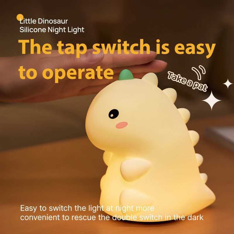 LED Night Light Dinosaur Silicone Night Lamp USB Rechargeable Timing Bedside Table Lamp Room Decor Kids Baby nightlight Gift M251118