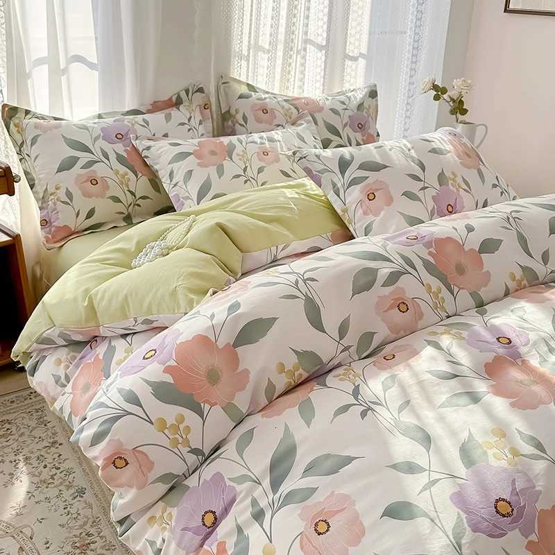 100 Cotton Bedding Set Duvet Cover Set 1 Quilt Cover 2 cases No Sheet- Ultra Soft Breathable HypoallergenicM251118