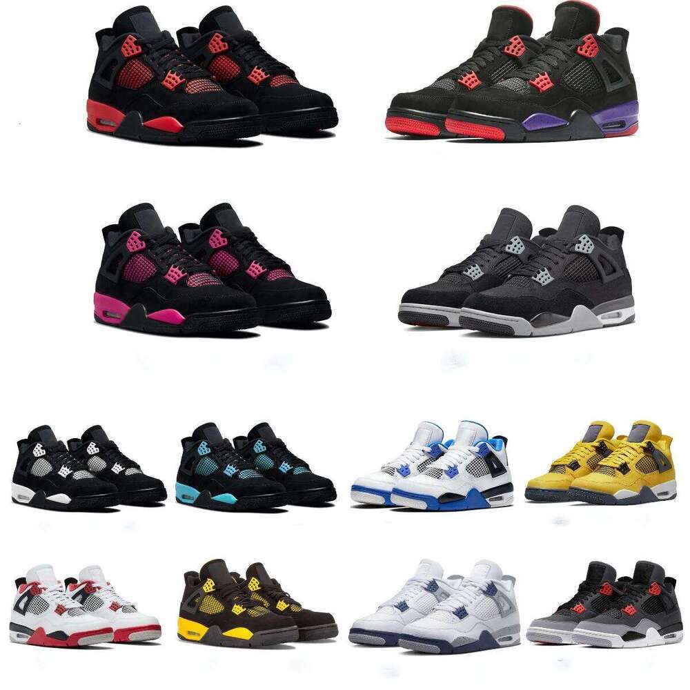4 men basketball shoes black cat university women white pure gold pink thunder oreo military blue sports lace