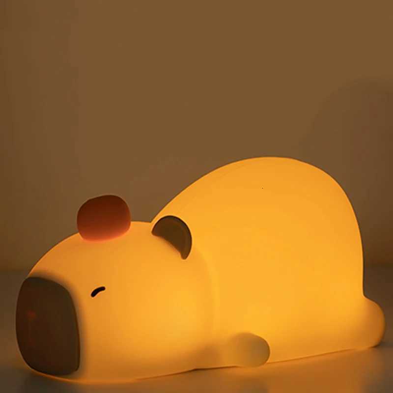 Capybara Cute Silicone LED Cartoon Night Light USB Rechargeable Dimming Sleep Night Lamp For Childrens Room Decor Birthday Gift M251118