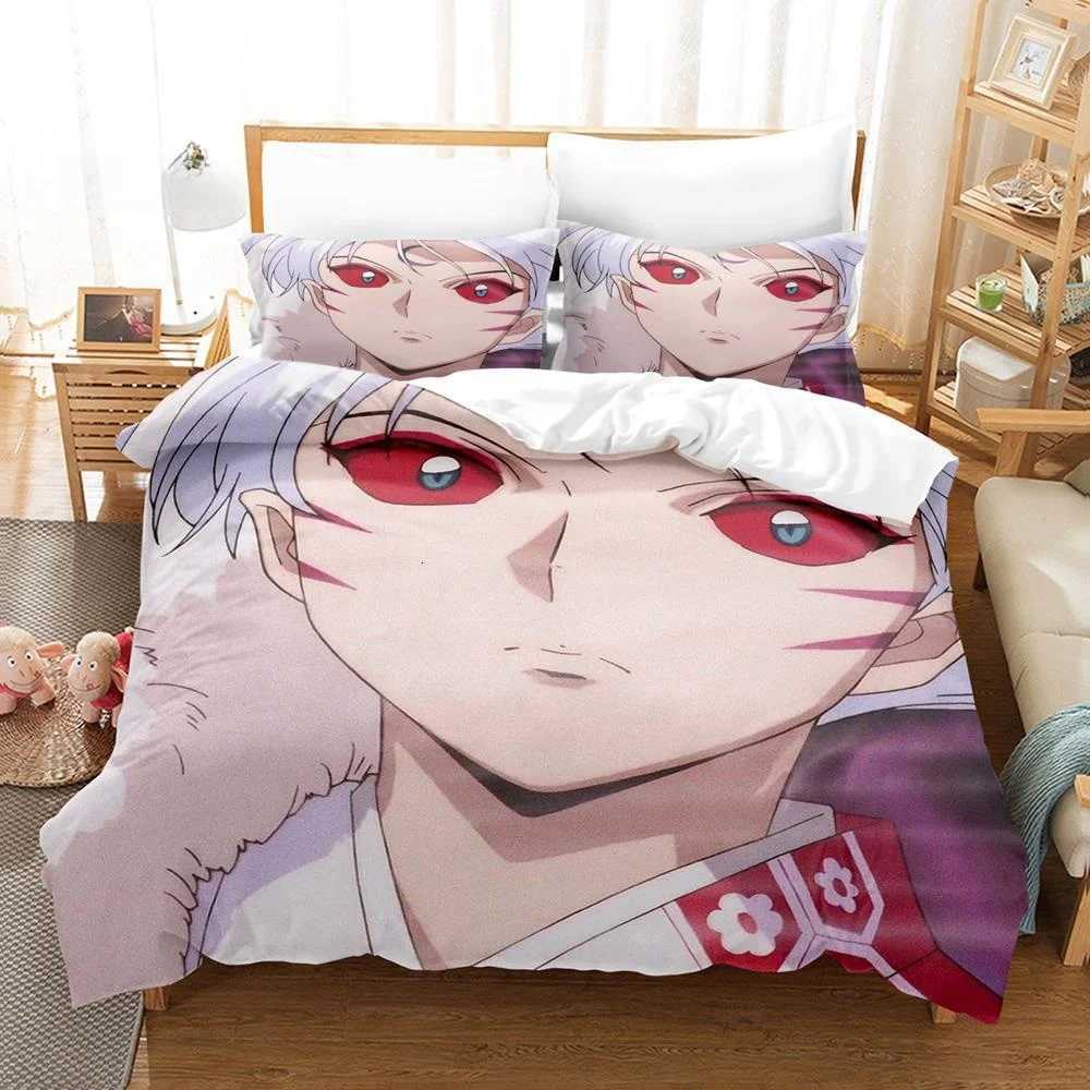 New Fashion Inuyasha Bedding Set Single Twin Full Queen King Size Bed Set Adult Kid Bedroom 3D Anime Bed Sheets And casesM251118