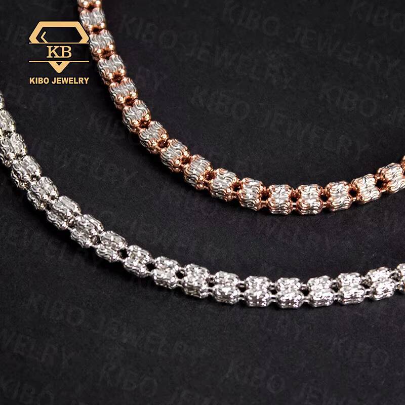 Moon Ice Chain Two Tone 925 Sterling Silver 4mm5mm 4 Rows Diamond Cut Ice Link Chain Moon Ice Chain Necklace New Design Jewelry