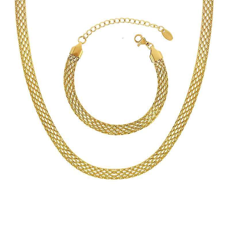 DHcollection OUDIANYA JEWELRY XL43-SL08 Hight Quality Collarbone Chain Openwork Bracelet Woven Wide Face Necklace Jewelry Set