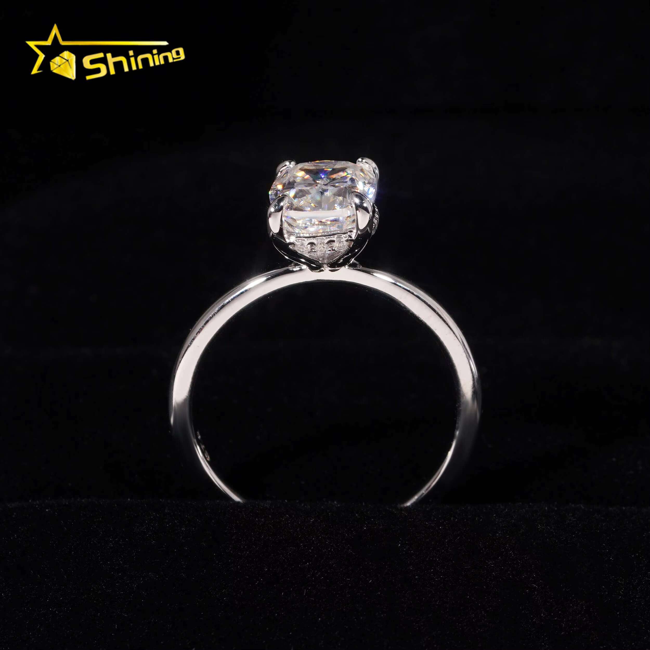 Fashion Women Jewelry Cushion Cut 3ct Moissanite Wedding Band Sterling Sier Gold Plated Halo Set Engagement Womens Rings