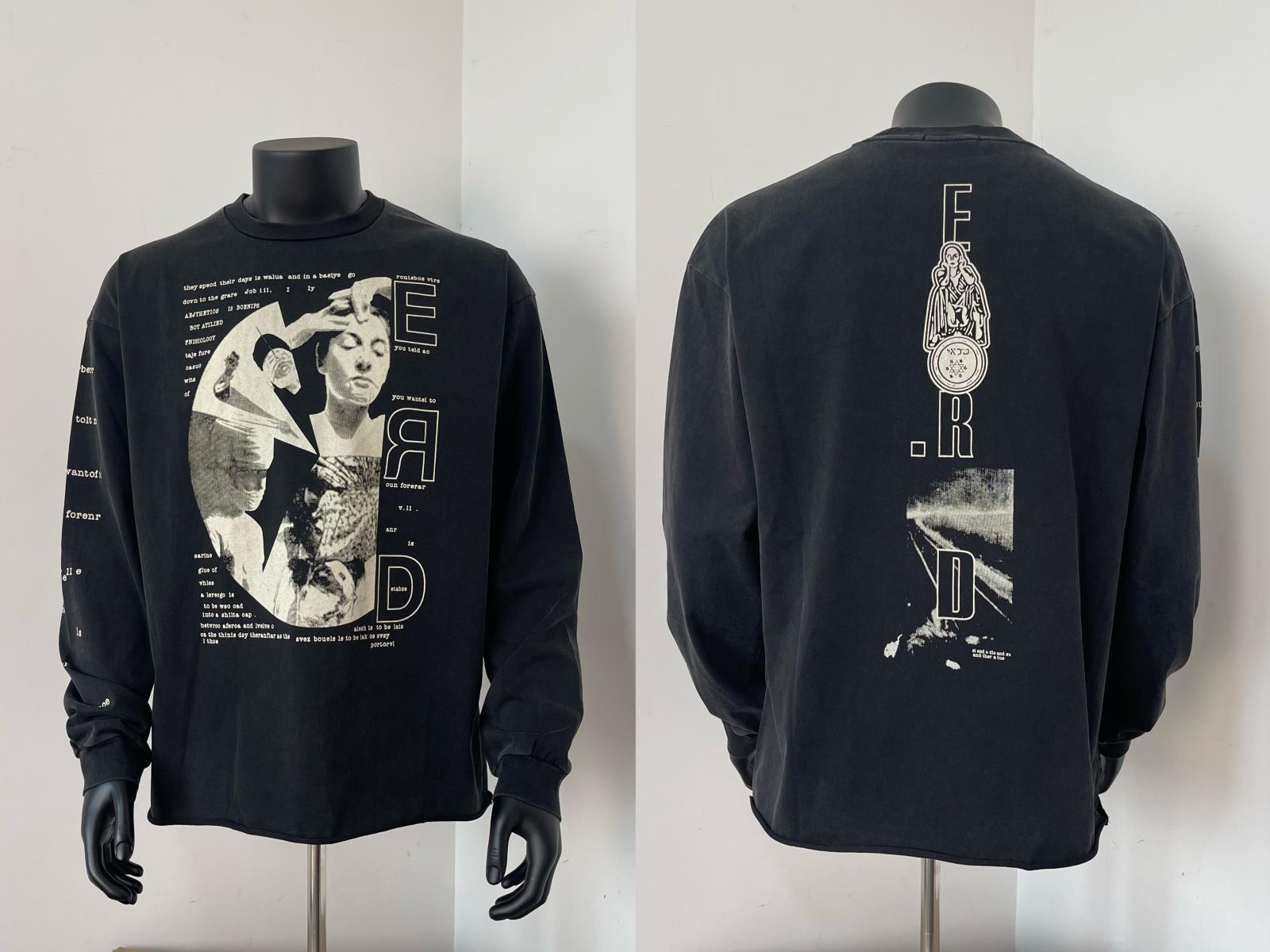 ERD Designer Hoodie Vintage Retro Distressed Washed Cotton Sweatshirt - Graphic Hip Hop Fashion Tee for Men, Sizes S-XL