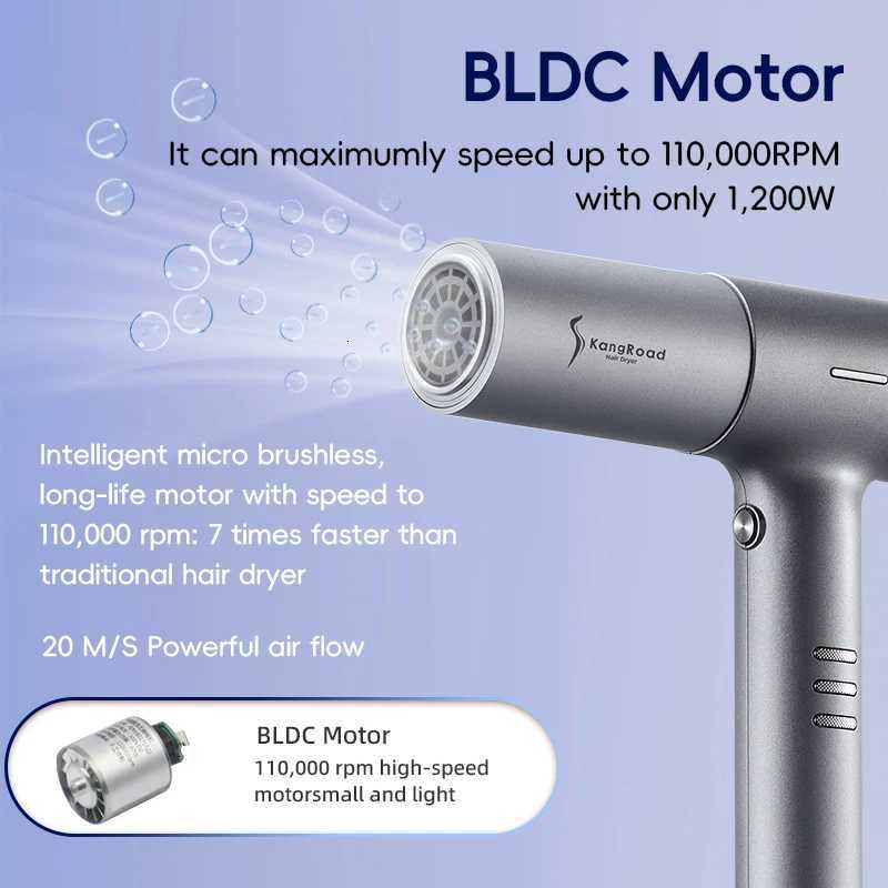 KangRoad Factory Powerful High Speed 110000 Rpm High Wind Power Low Noise Negative Ion Hair DryerT251118