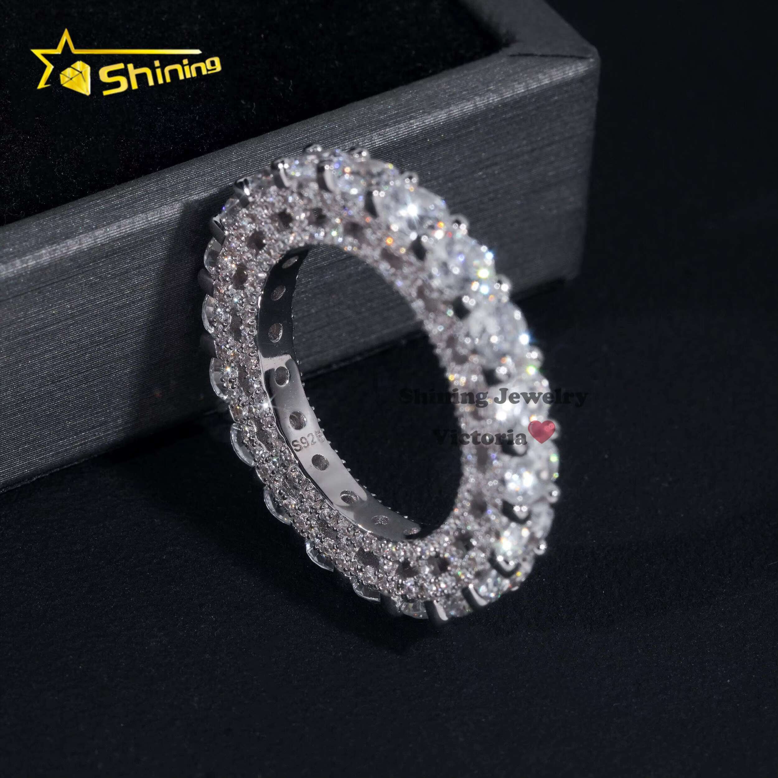 Charms Fine Jewelry Rapper Style 10K Real Gold VVS Moissanite Dia 4MM Eternity Band Ring