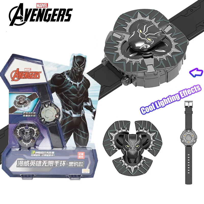 TAKU New Fidget Spinner Wristband Marvel Avengers Black Panther Three Kinds Of Glare Movie Peripheral Toy Set Boy Birthday Gifts