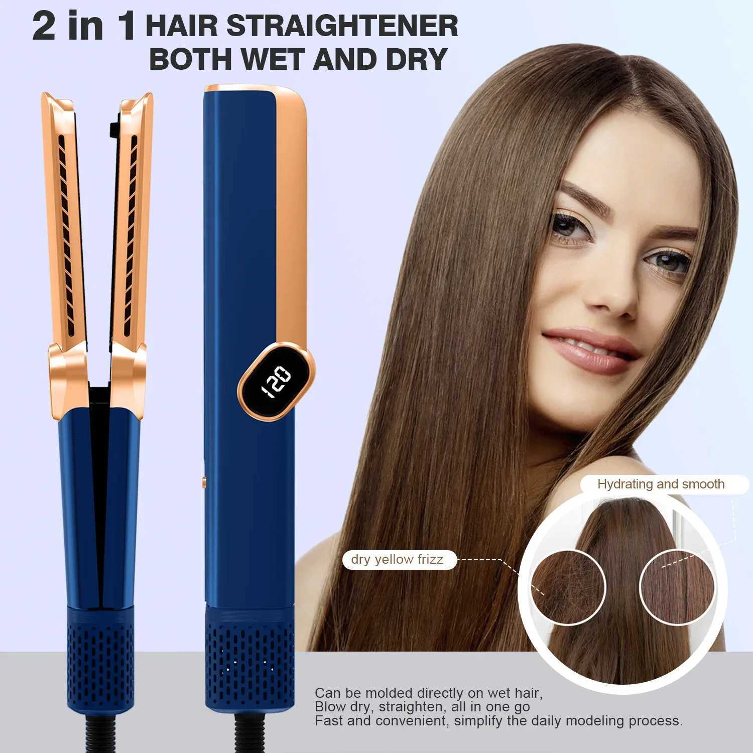 Multi style 2-in-1 LCD display screen hair dryer and drying straightener ion portable air styling straightener W250418