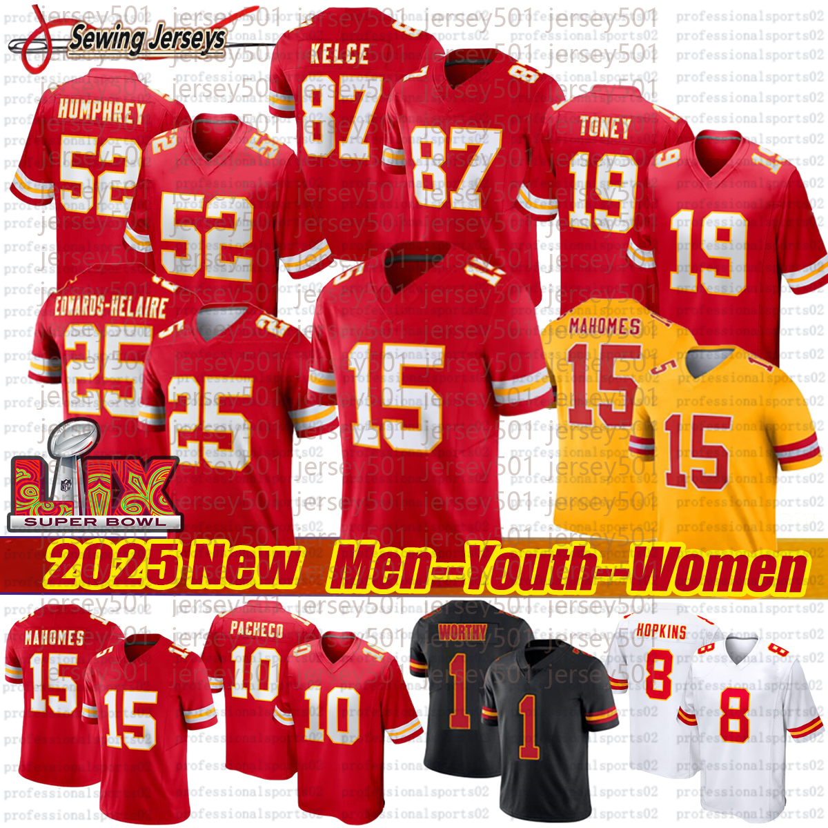 15 Patrick Mahomes Jersey Travis Kelce Football Jerseys Xavier Worthy Rashee Rice Nick Bolton Chris Jones Harrison Butker George Karlaftis ChiefsS Jersey