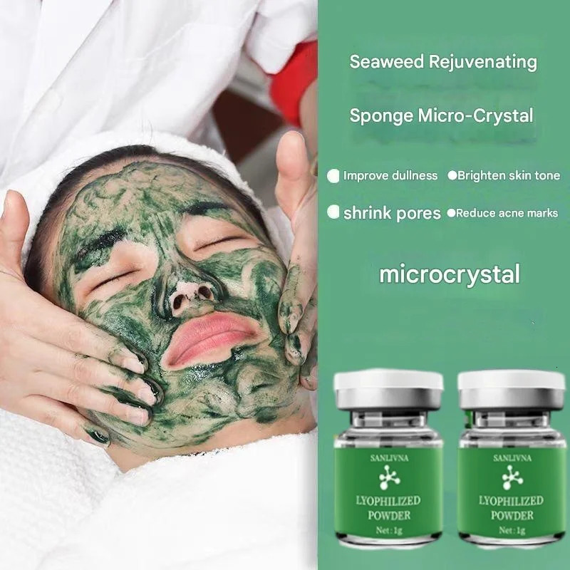 10 Vials Algae Peeling Powder DIY Facial Mask Sponge Spicules Natural Seaweed Skin Care Clean Pores 5 Pairs 251112