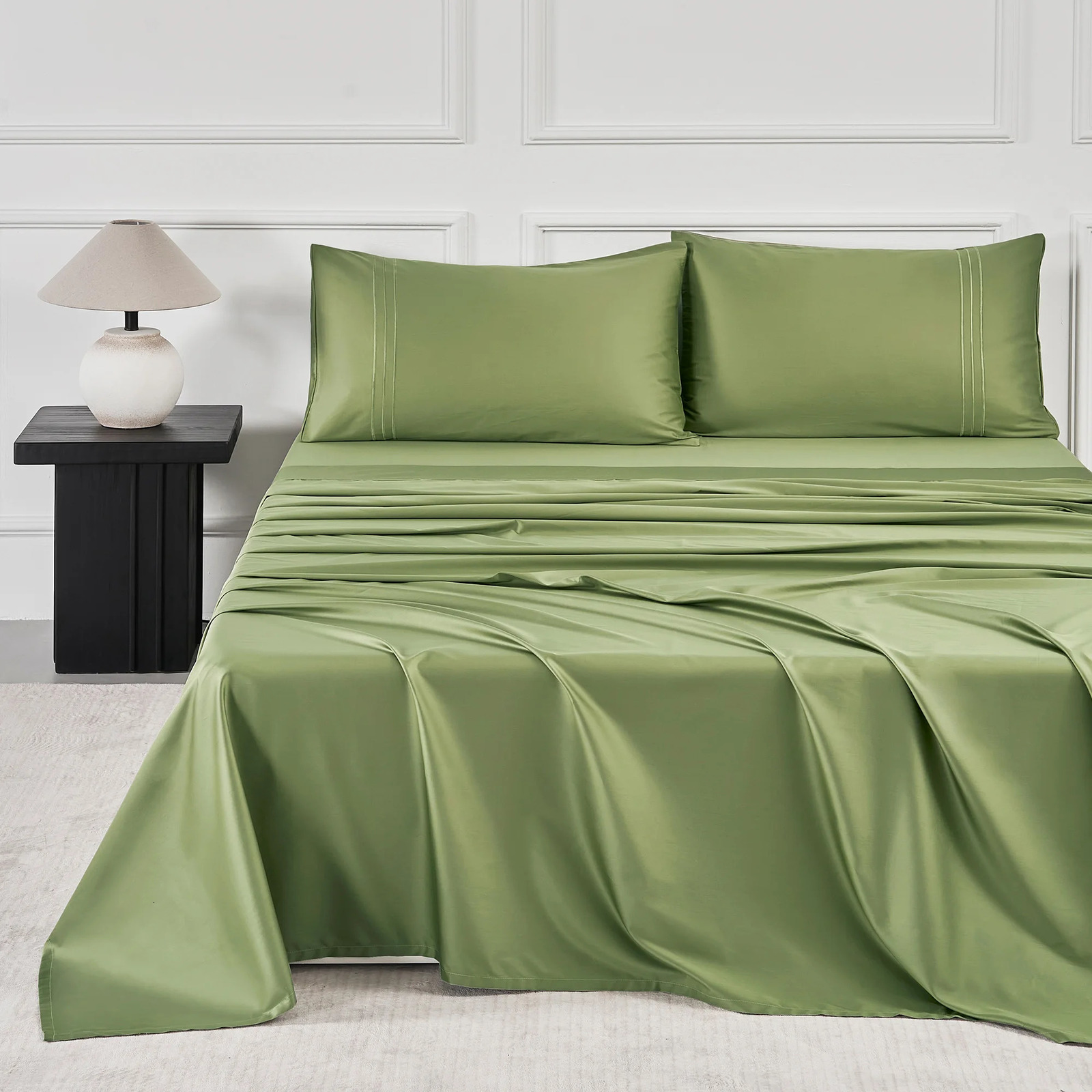 JELLYMONI 400 Thread Count Cotton Sateen Sheet Sets Extra Soft Bedding Cooling Sheets - 16 Deep Pockets Bed Set 250417