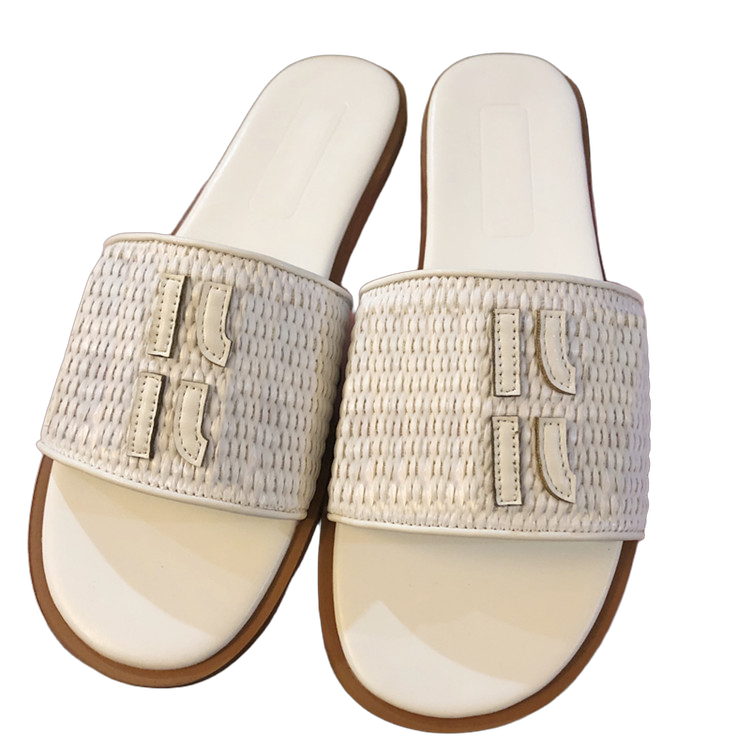 Slippers Women sandals Fashion Classic Flat Summer Beach Shoes Scuffs Leather Rubber Sliders Pink White Black Green with box