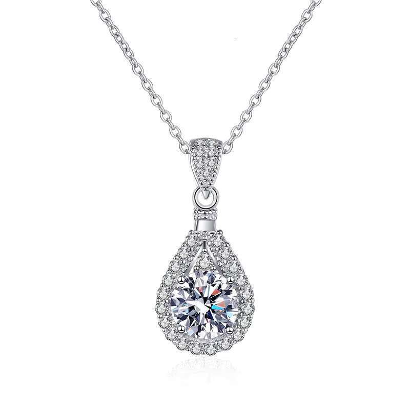Water Drop Pendant Necklace for Women Sterling Sier Chain Teardrop Sparkling Jewelry 1ct 2ct 3ct 5ct Stone Options Gift Box Included