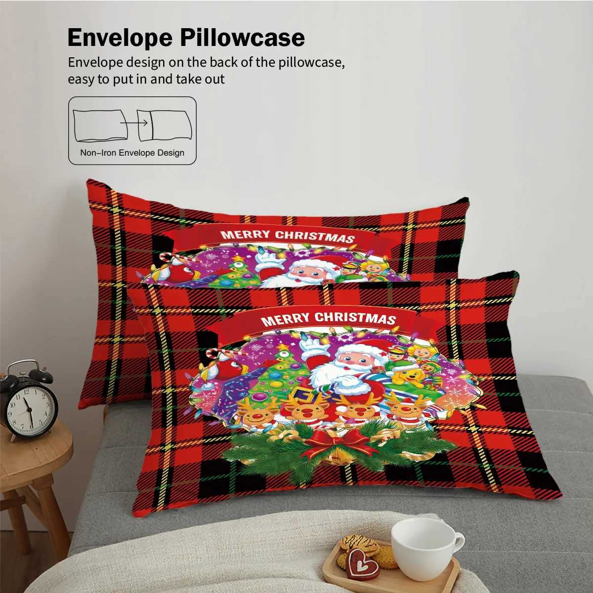 3pcs Santa Claus Print Coreless Bedding Set Soft Comfortable Dormitory Bedroom Holiday Decoration Multiple Size Machine WashableM251118