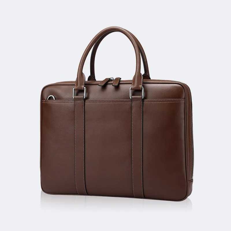 Leather mens laptop bag mens business handbag casual large capacity briefcase simple one shoulder cross body handbag Z250418