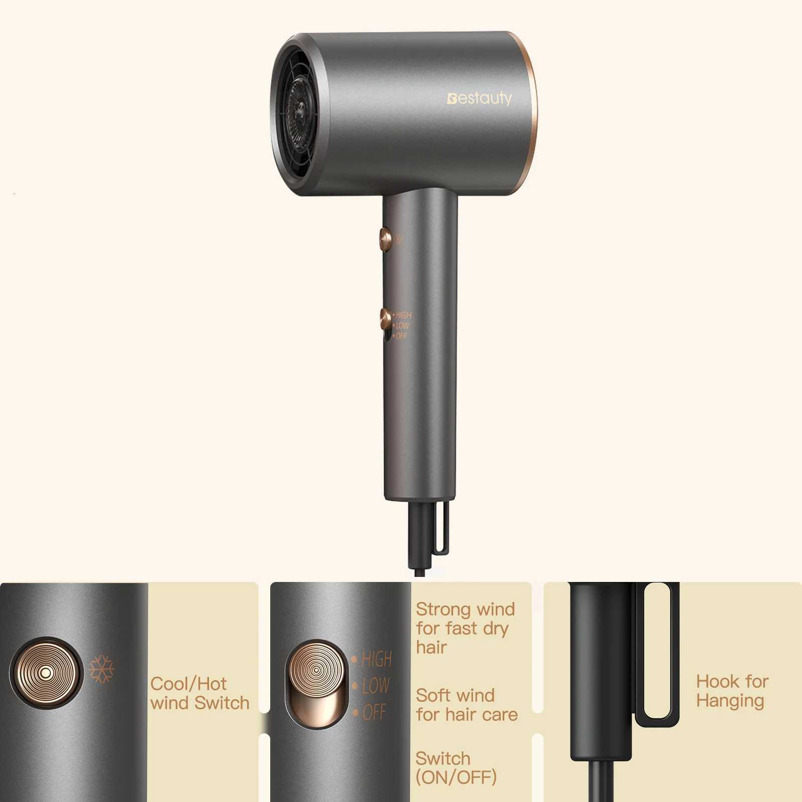 Hair Dryer Large Wind Quickly Drying Hydrate Hair with 2 Styling Wind Nozzles Household Hotel Hair Salon Hair DryerT251118