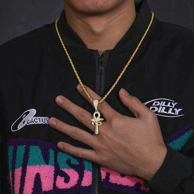 Cross Hip Hop Fully Moissanite Pendant Necklace With Fine Jewelry Tennis Chain
