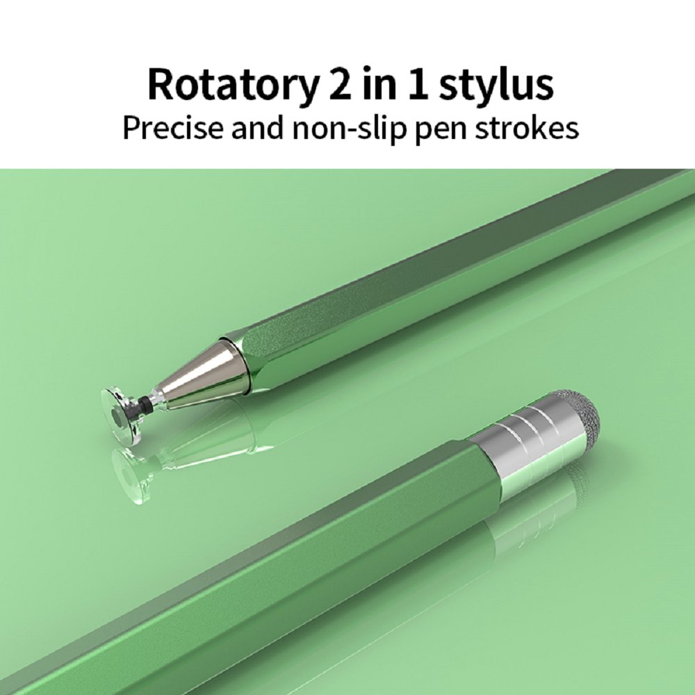 Dual-Tip Rotary Fabric & disk Metal Stylus Pen - Personalized Logo, Hexagon Holder for Students and School mobile phone tables