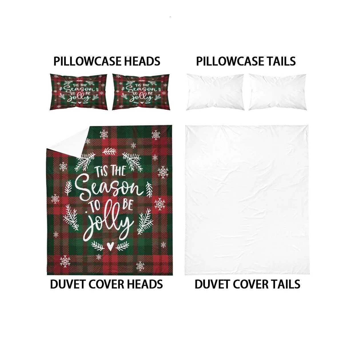 3pcs Christmas Plaid Print Coreless Bedding Set Comfortabl Dormitory Bedroom Holiday Decoration Multiple Sizes Machine WashableM251118