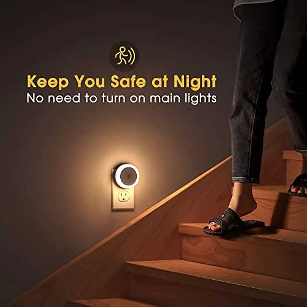 New LED Night Lamp EU US UK Plug Smart Light Control Round Energy-Saving Bedside Wall Lights for Home Hallway Pathway Hot Sales M251118