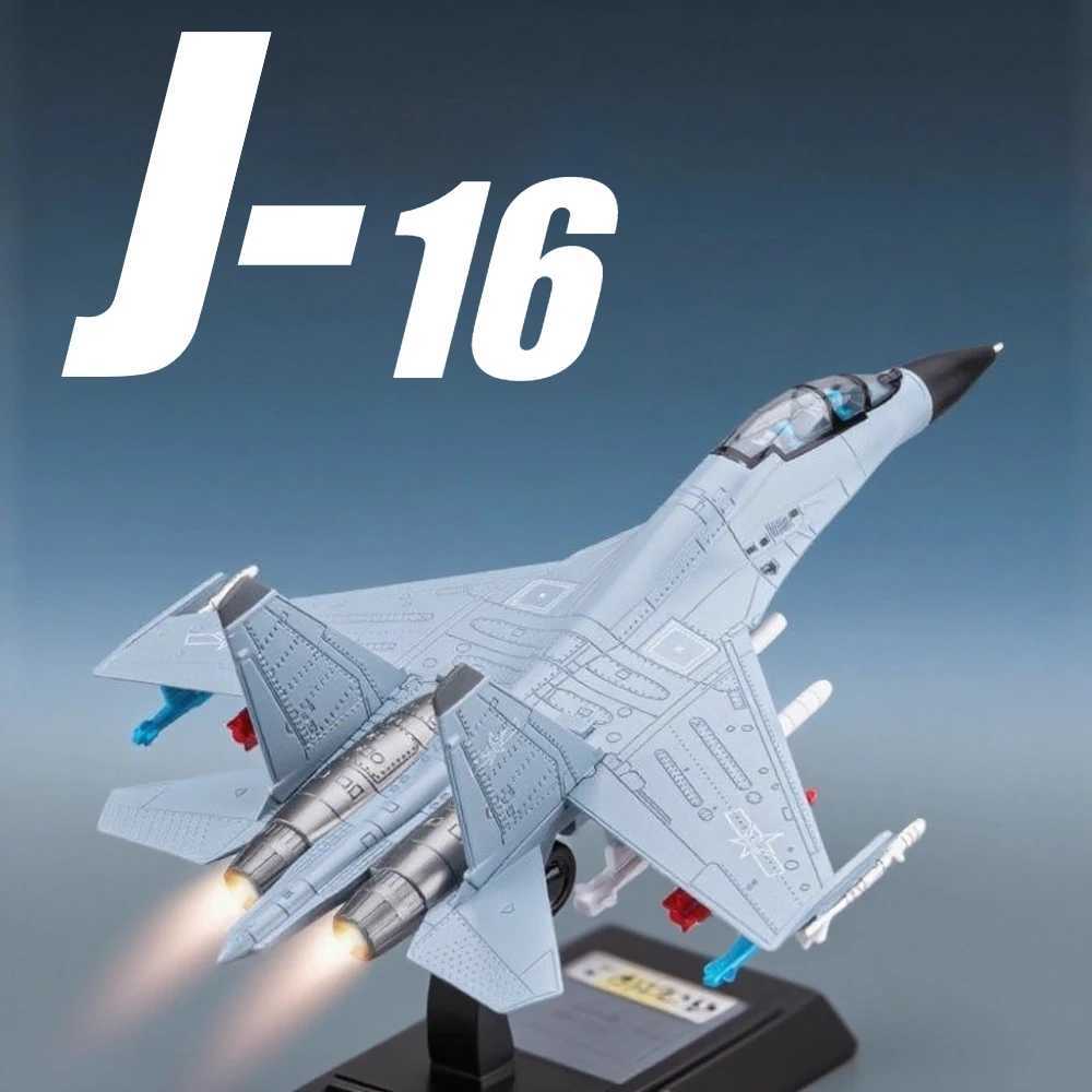 181 J-16 Fighter Model Toy Alloy Diecast Music Light Pull Back Launchable Missile Military Airplane Models for Boys Gifts C251118