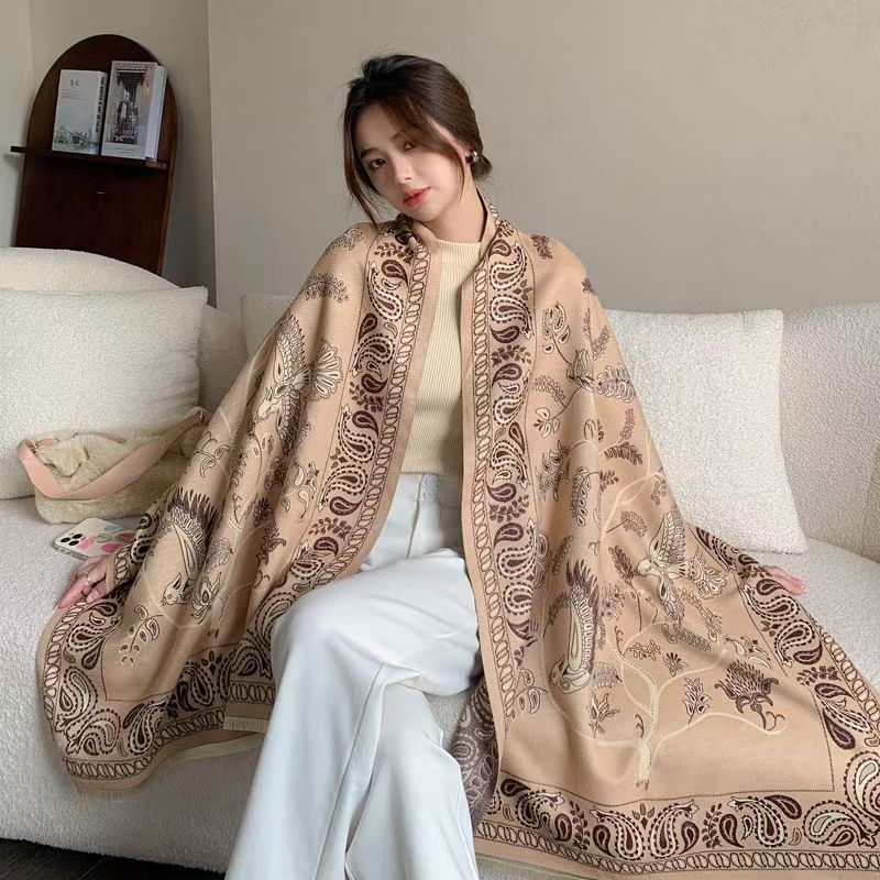 T503 scarf women's winter high-end warm shawl new autumn versatile fashion neck scarf long thick trendy dual-purpose