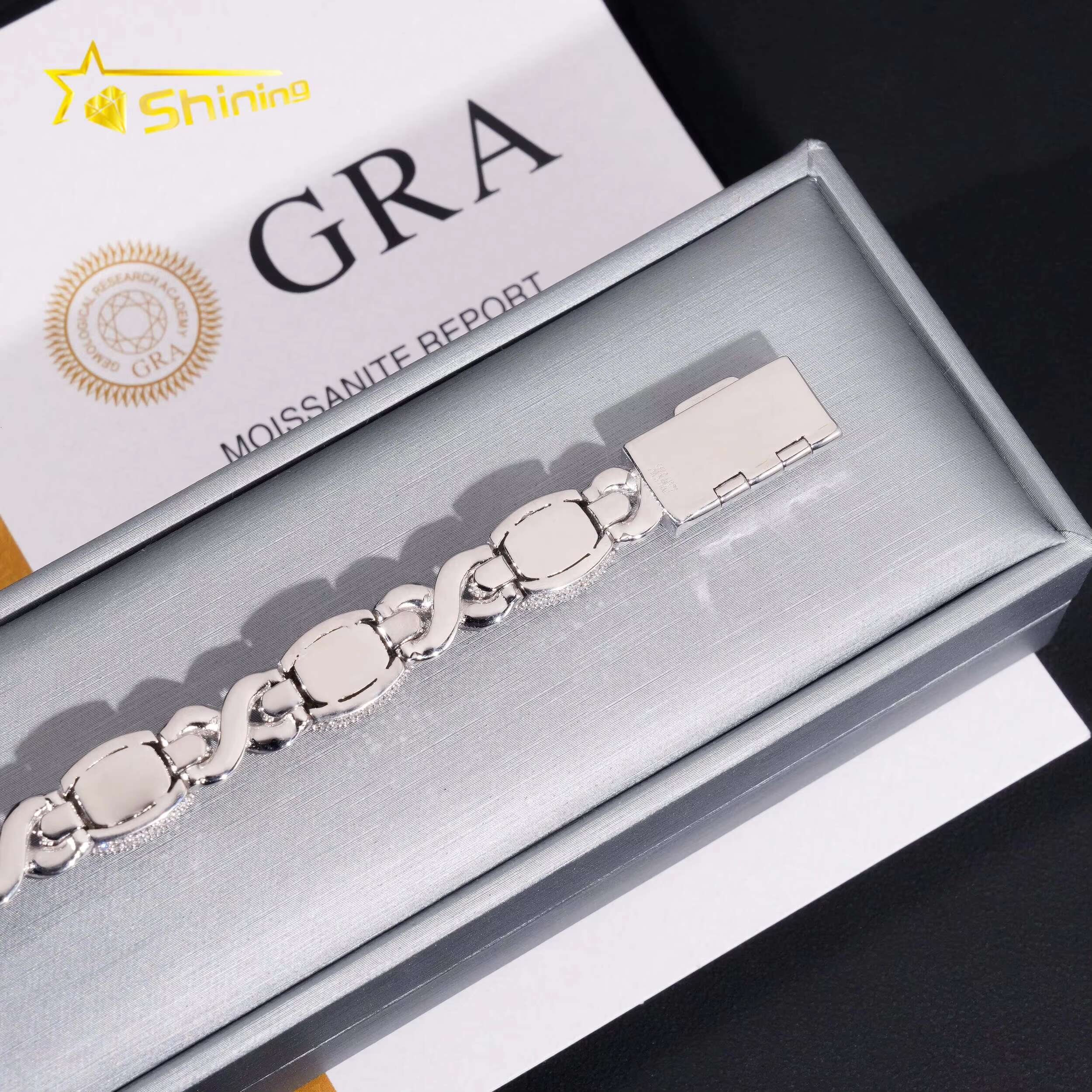 Hot Selling Sterling Sier Hip Hop Iced Out Infinity Eye Moissante Cuban Link Bracelet