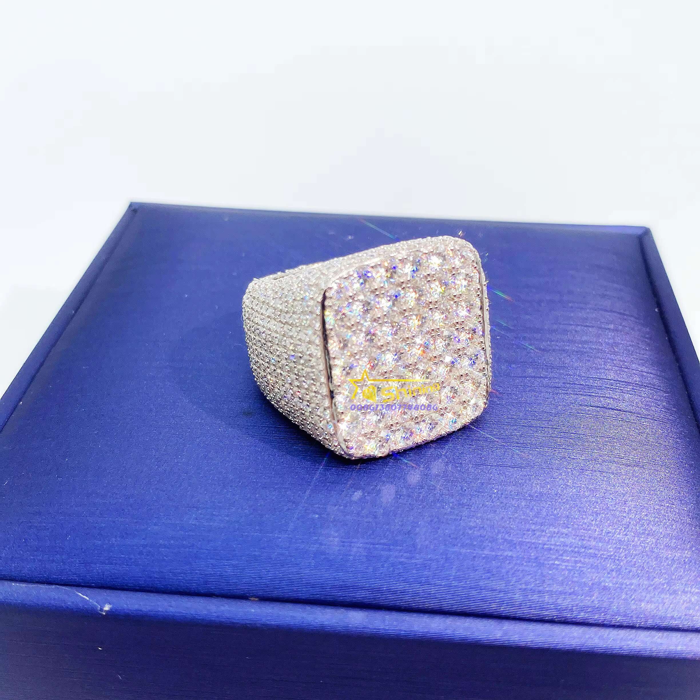 Bling Jewelry Wholesale Hip Hop Vvs Moissanite Lab Dia Men Iced Out Ring