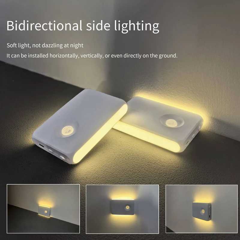 Motion Sensor Wall Lamp Magnetic Night Light Type-C Charging Warm/RGB Light Wireless Cabinet Lights for Indoor Closet Stair M251118