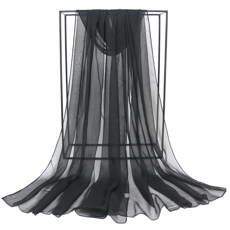 K835 Hot sale pure color georgette silk single color large sun protection shawl figure show training dance scarf