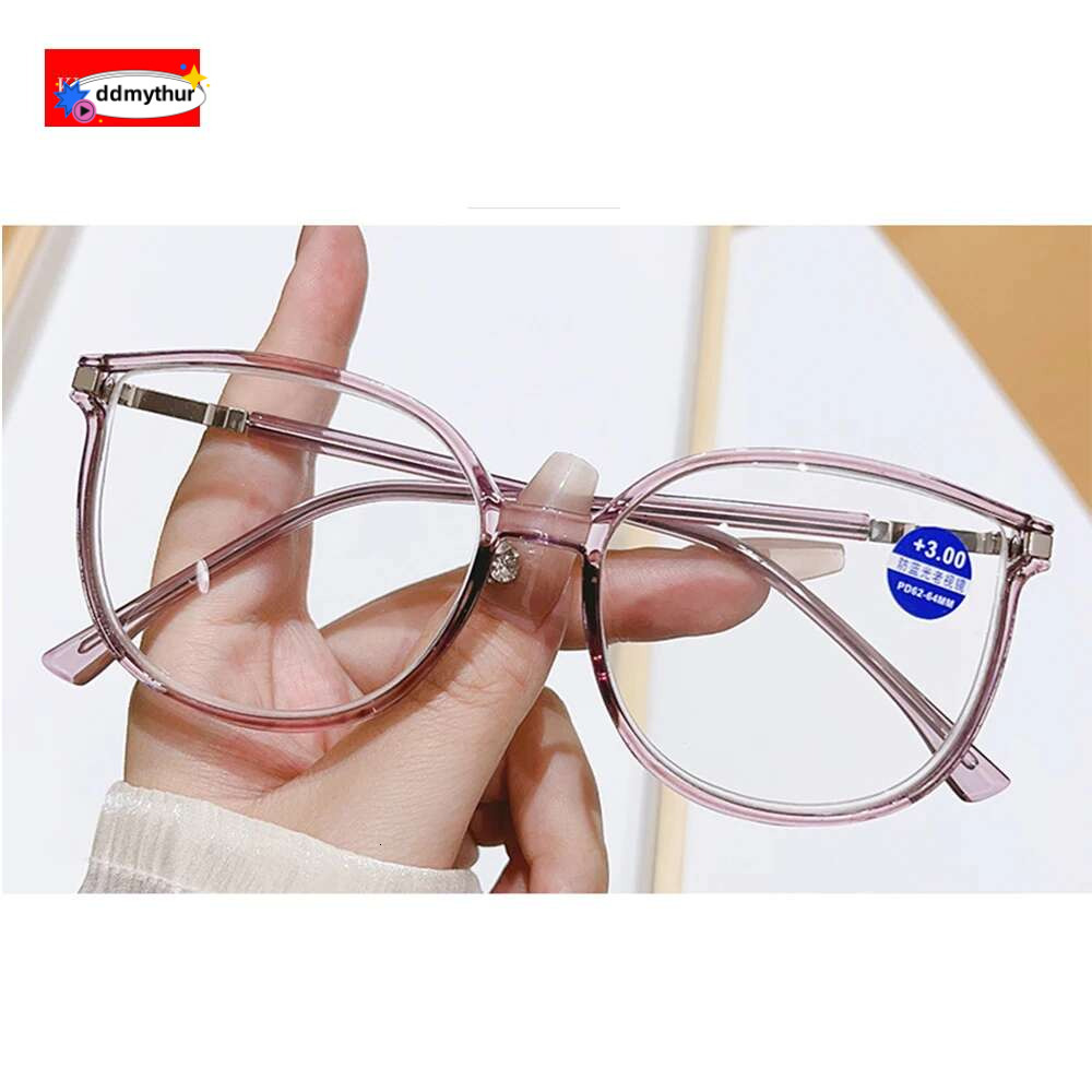 KLASSNUM Women Trendy Large Reading With Glitter Frame Magnifing Transparent Glasses Plus Eyewear +1.0+1.5+2.0+2.5+3.0 ddmythur