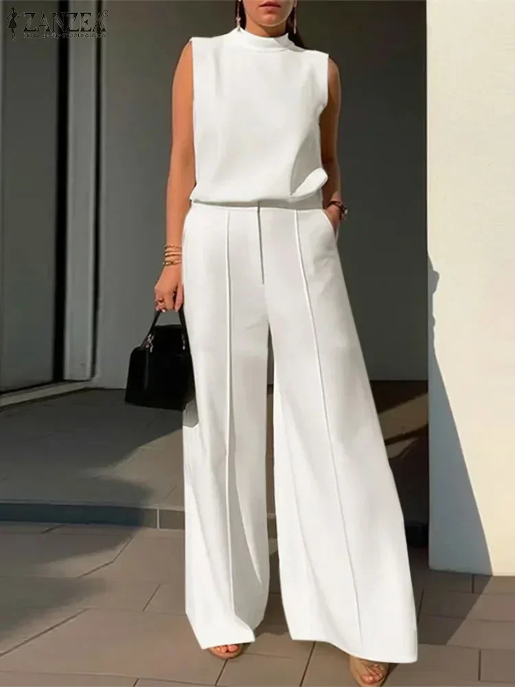 Elegant Chic Womens 2 Pieces Sets ZANZEA Woman 2025 Tracksuits Fashion 2pcs Outfits Suits Tank Tops and Wide Leg Pants Sets 250417