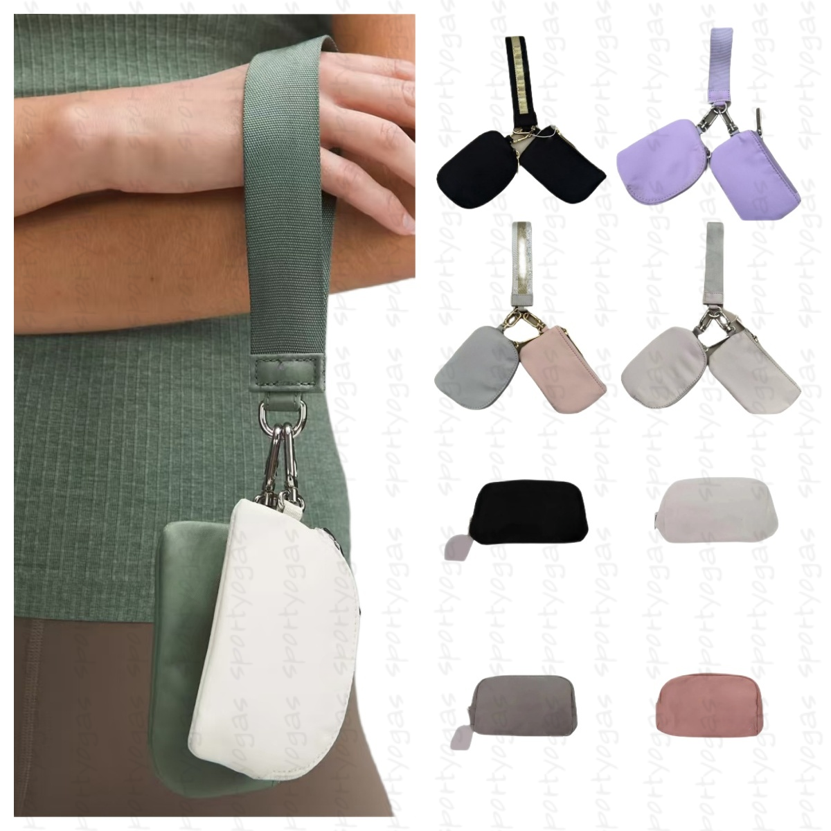 New Yoga wristlet clutch bag wallet yoga bag gym bag mini Designer purse with detachable zipper wrap around wrist guard luluity lemonics keychain bag wallet portable
