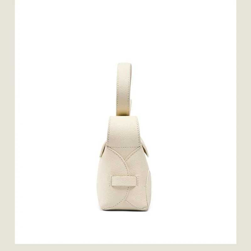 Beige White Geometry Design Flap Bag All-match First Layer Cowhide Leather Adjustable Strap Women Shoulder Crossbody Bag SmallW251118