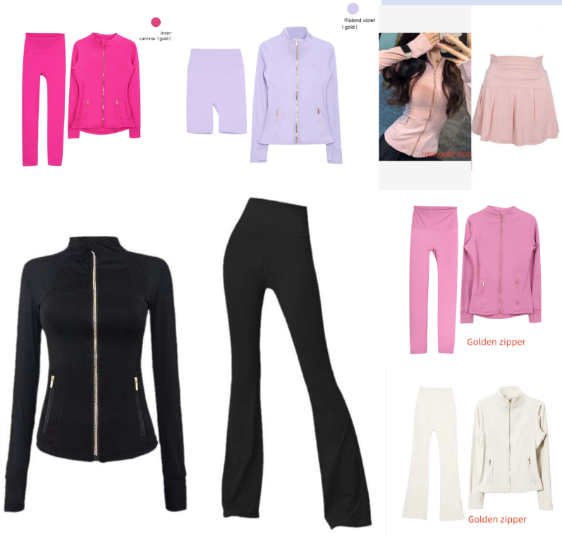 Yoga set jacket Golden zipper jacketshort leggings Workout set Women Yoga jackets shorts leggings Push Up Fitness High Waist Sports Jackets Zip Up Coat Outfits Pants