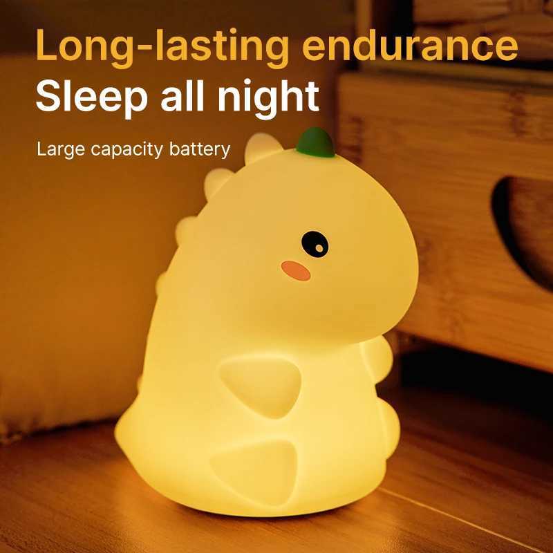 LED Night Light Dinosaur Silicone Night Lamp USB Rechargeable Timing Bedside Table Lamp Room Decor Kids Baby nightlight Gift M251118