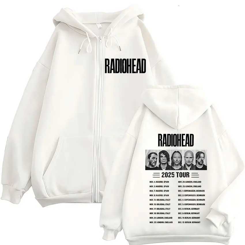 Rock Band Radiohead 2025 Tour Zipper Hoodies Men Women Fashion Hip Hop Zip Up Hooded Sweatshirts Jackets Coat Hoodie Streetwear X251118