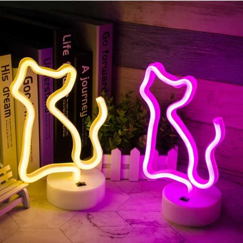 Cat Neon Light Sign LED Animal Figure Modeing Lamp Decoration Ornaments for Room Pet Shop Party Holiday USB and Battery Powered M251118
