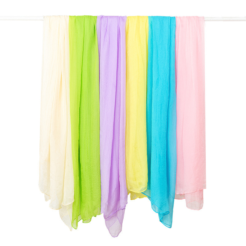 K431 Dance scarf for women square dance spring and autumn pure color chiffon thin and elegant mother summer sun protection face mask mesh silk scarf