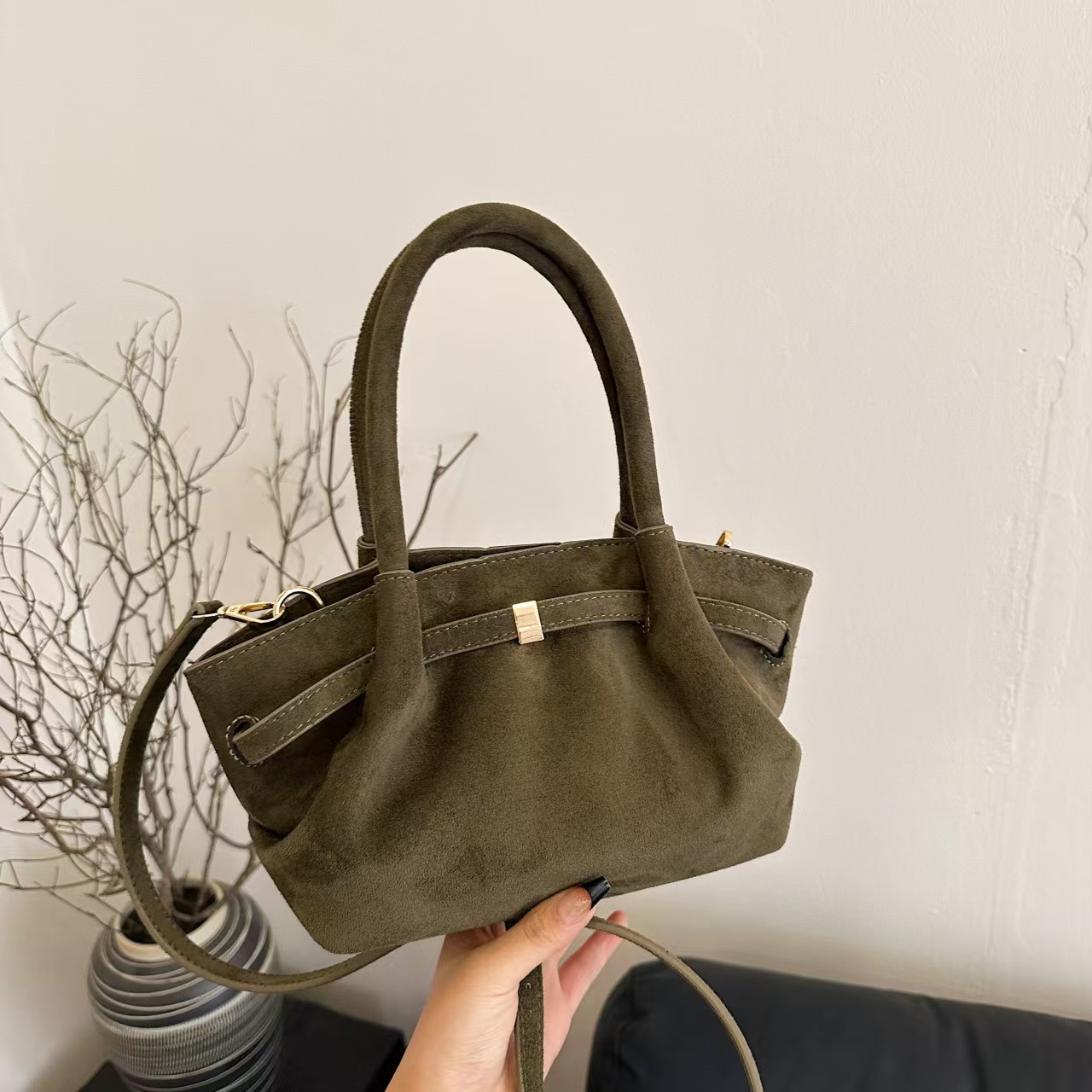 Women Suede Crossbody Bag Armpit Shoulder Bags Adjustable Strap Hobo Satchel Clutch Purse Handbag 241030