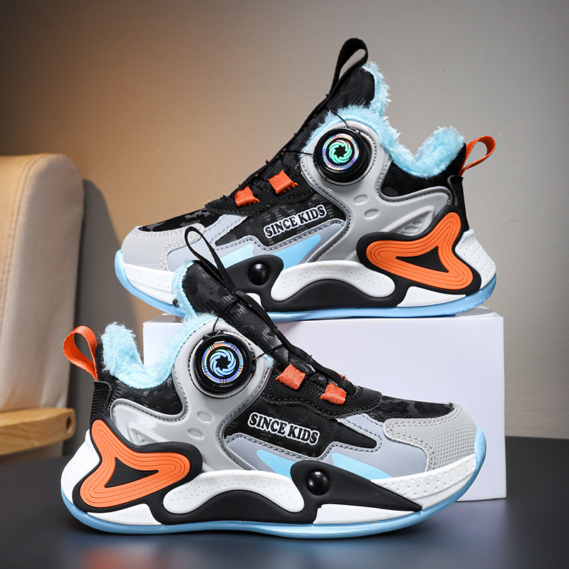 Winter Children's Fashion Sports Shoes Boys Basketball Sneakers Umshop Kids Sport Trainers Shoes Plush Warm Size 28 - 40 U0599