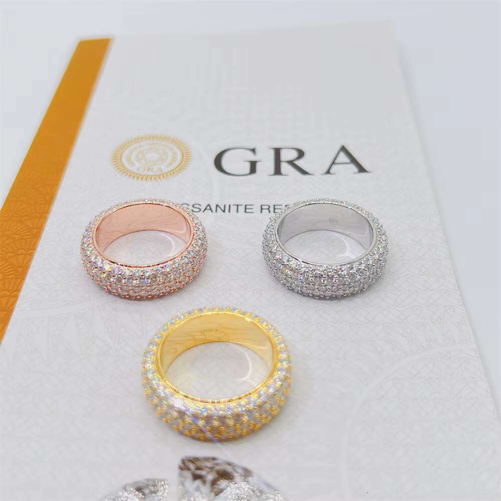 Personalized Factory High Quality Vvs Moissanite Hip Hop Iced Out Sier Men Eternity Band Ring