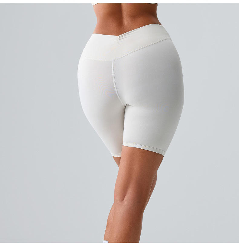 New Cloud Inspired Yoga Women Sandblasted Tight Fitting Elastic Sporty Peach Hip Lifting Solid Color Fiess Shorts