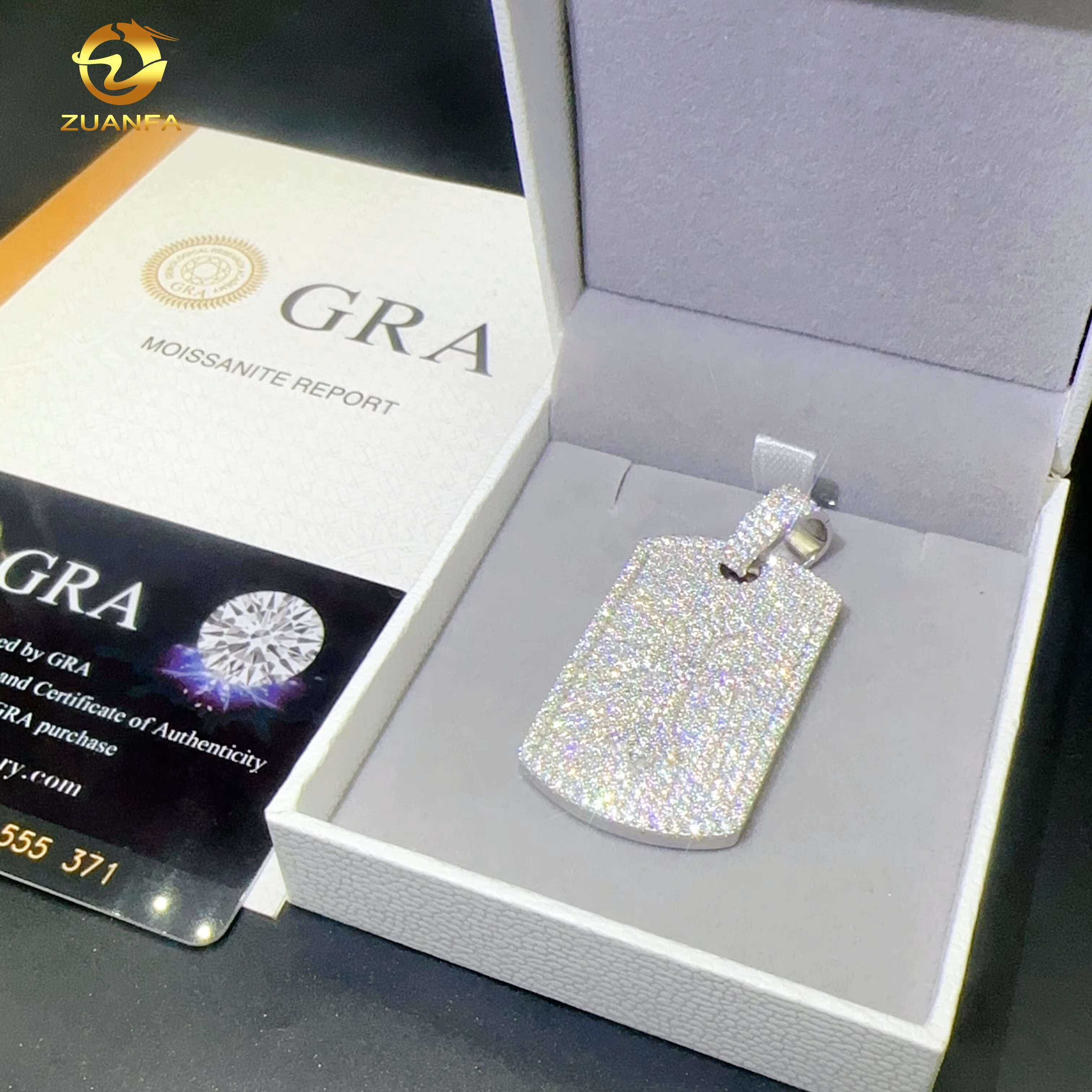 Pass Diamond Tester Lab Diamond Pendant Iced Out Jewelry Custom Cross Dog Tag 925 Silver Necklace Pendant Hip Hop